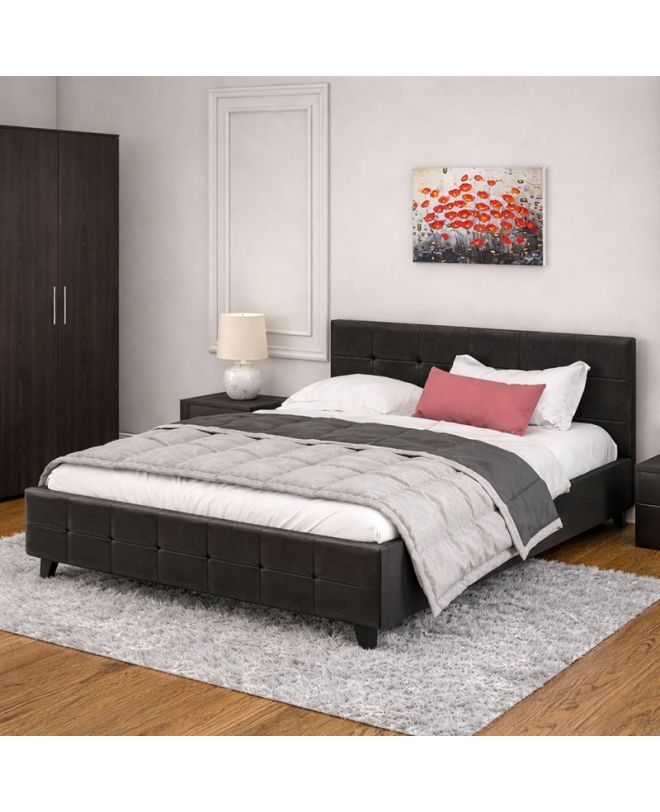 Κρεβάτι Roi 160x200 PU μαύρο ματ + αποθηκευτικό χώρο