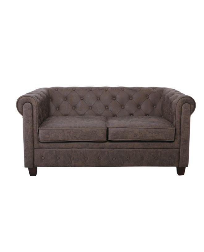 CHESTERFIELD Newport Kαναπές 2Θέσιος Σαλονιού -Καθιστικού, Ύφασμα Antique Look Καφέ