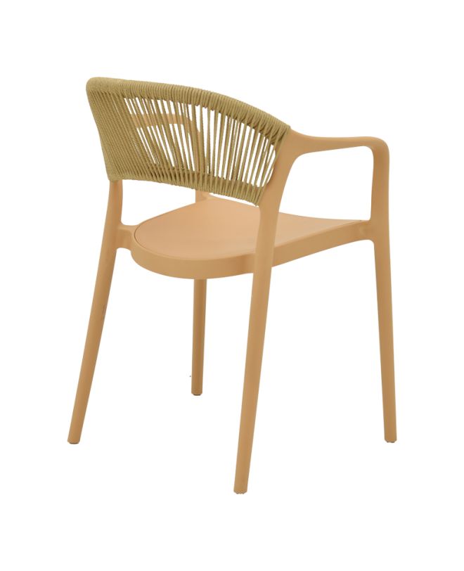 Πολυθρόνα Ankara στοιβαζόμενη pp cappuccino απόχρωση με μπεζ rattan 57x48x80εκ