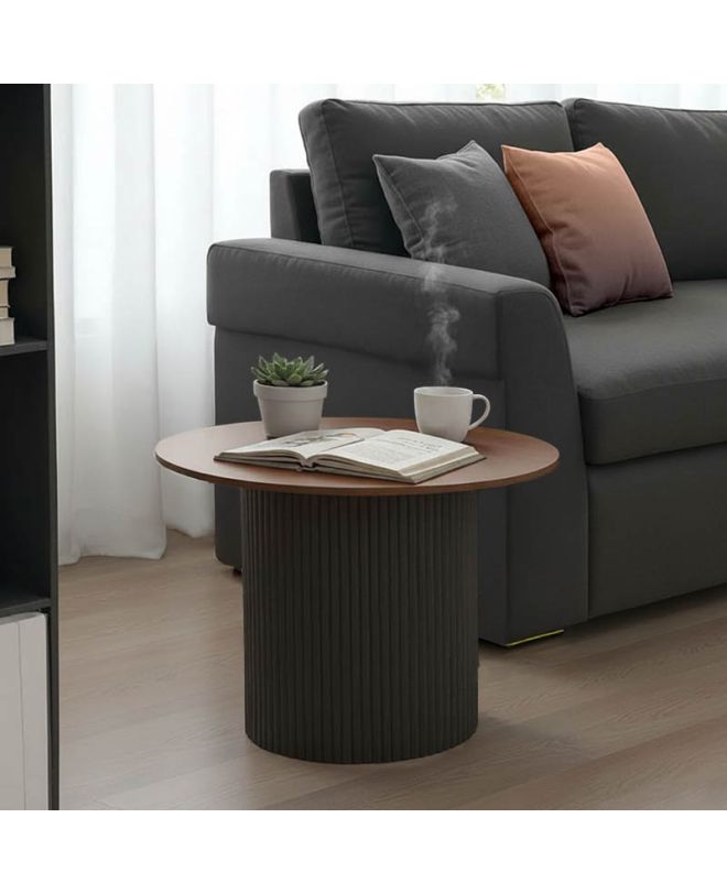 Τραπέζι σαλονιού Dovel mdf σε καρυδί-μαύρο μέταλλο Φ70x45εκ