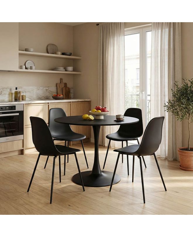 Tραπέζι Balou mdf σε μαύρη απόχρωση Φ100x73εκ
