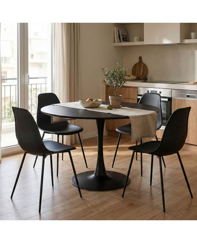 Tραπέζι Balou mdf σε μαύρη απόχρωση Φ120x73εκ