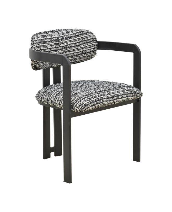 Πολυθρόνα Berdona ασπρόμαυρο ύφασμα-μαύρο μεταλλικό πόδι 57x47x78εκ