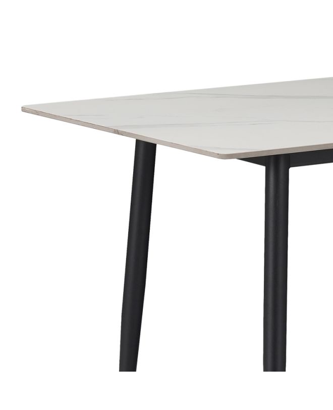 Τραπέζι Gustas λευκό μαρμάρου sintered stone-μαύρο μέταλλο 160x80x76εκ