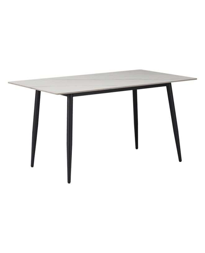 Τραπέζι Gustas λευκό μαρμάρου sintered stone-μαύρο μέταλλο 160x80x76εκ