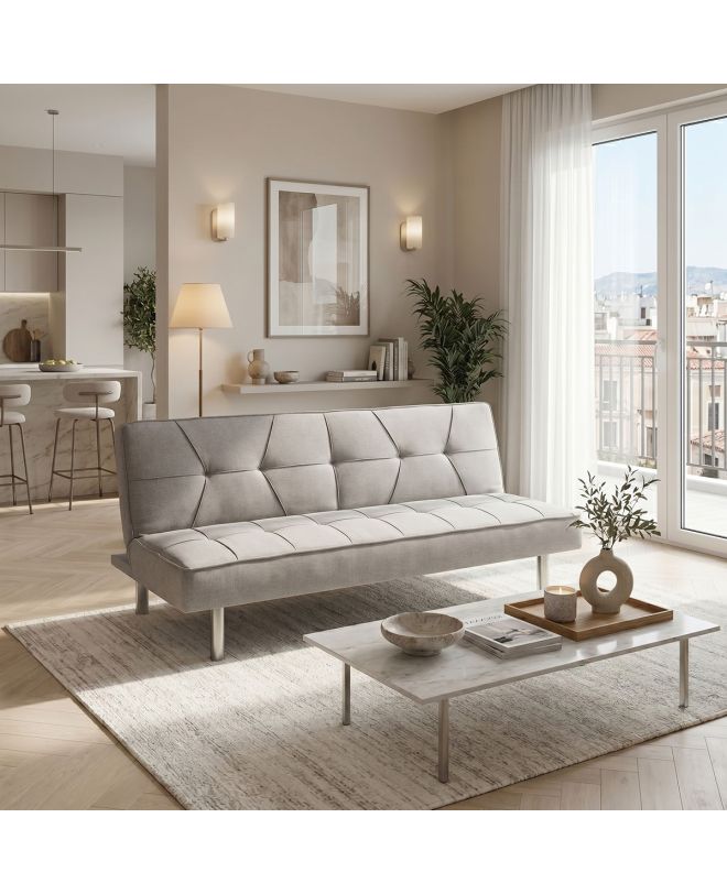 Καναπές-κρεβάτι Travis 3θέσιος ύφασμα γκρι 175x83x74εκ