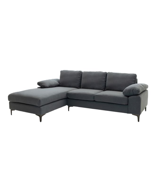 Γωνιακός καναπές Cohen με δεξιά γωνία ύφασμα σε ανθρακί απόχρωση-πόδι μαύρο μέταλλο 240x159x83εκ