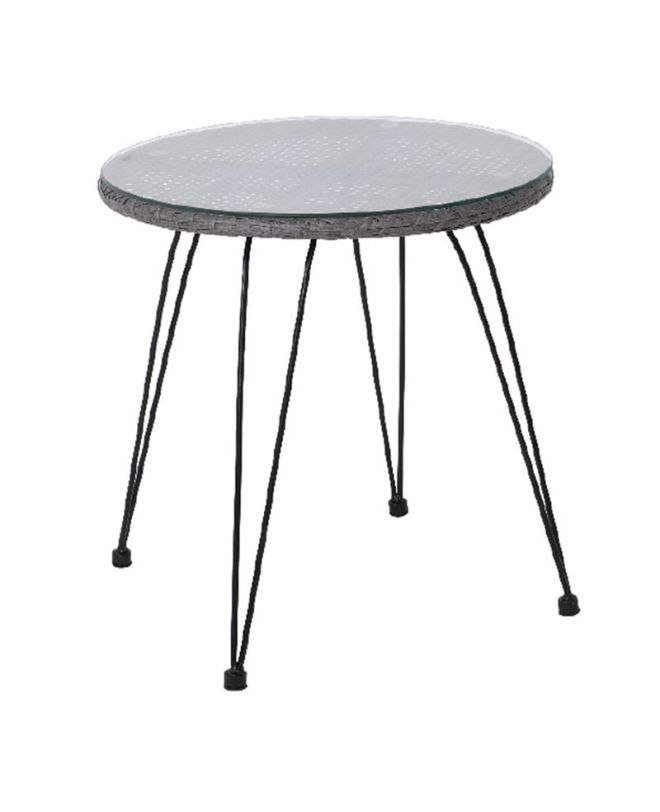 SALSA Τραπέζι Μέταλλο Βαφή Μαύρο, Wicker Γκρι