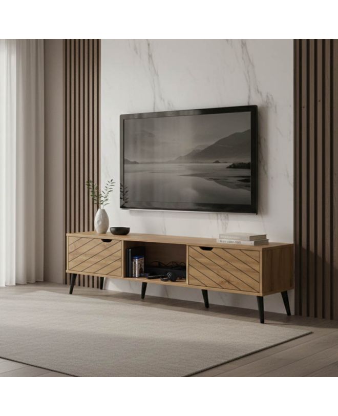Έπιπλο τηλεόρασης Thelma oak μελαμίνης 150x40x41.6εκ