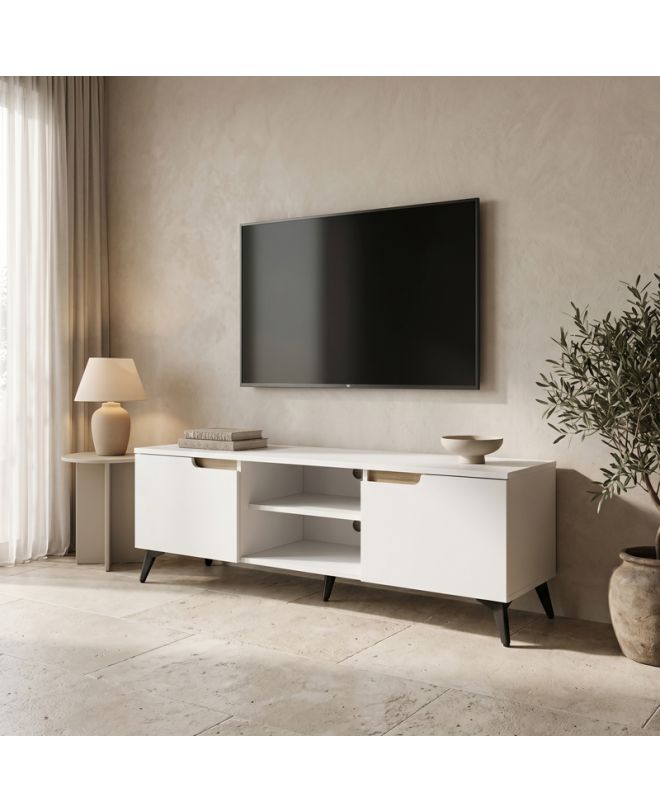 Έπιπλο τηλεόρασης Kemvio sonoma-λευκό 150x38x44εκ