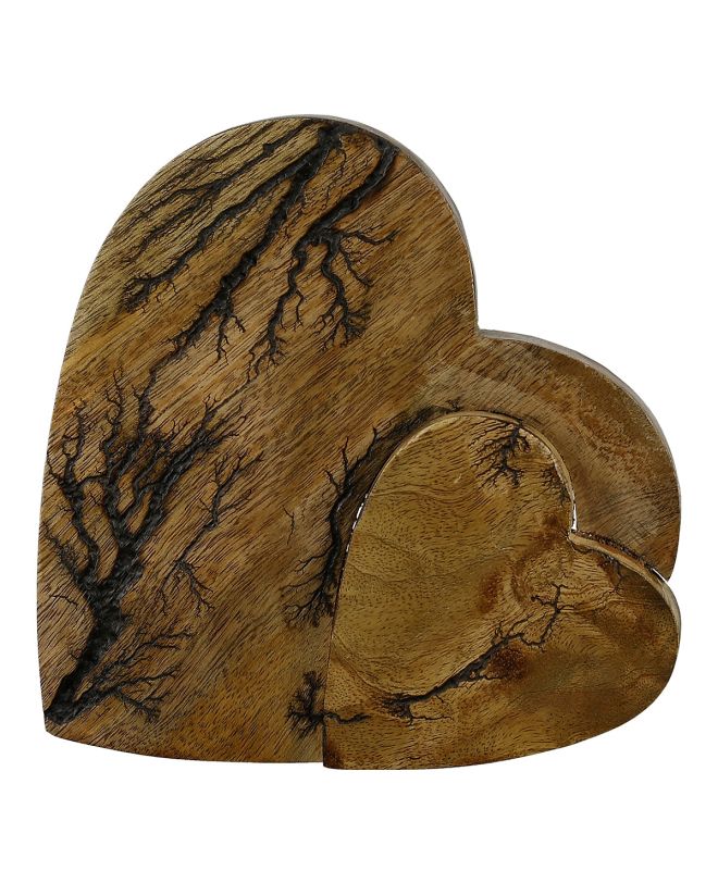 Διακοσμητικό ArteLibre Καρδιές Καφέ Ξύλο 17x17cm