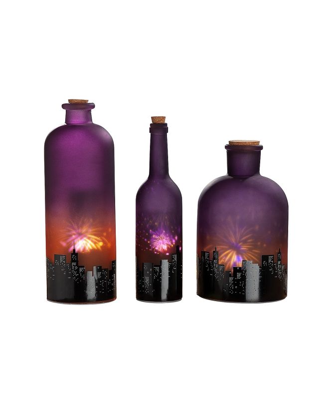 Διακοσμητικό ArteLibre Μπουκάλι Πόλη Φωτιζόμενο LED Πολύχρωμο Γυαλί 7x7x29cm Σε 4 Σχέδια