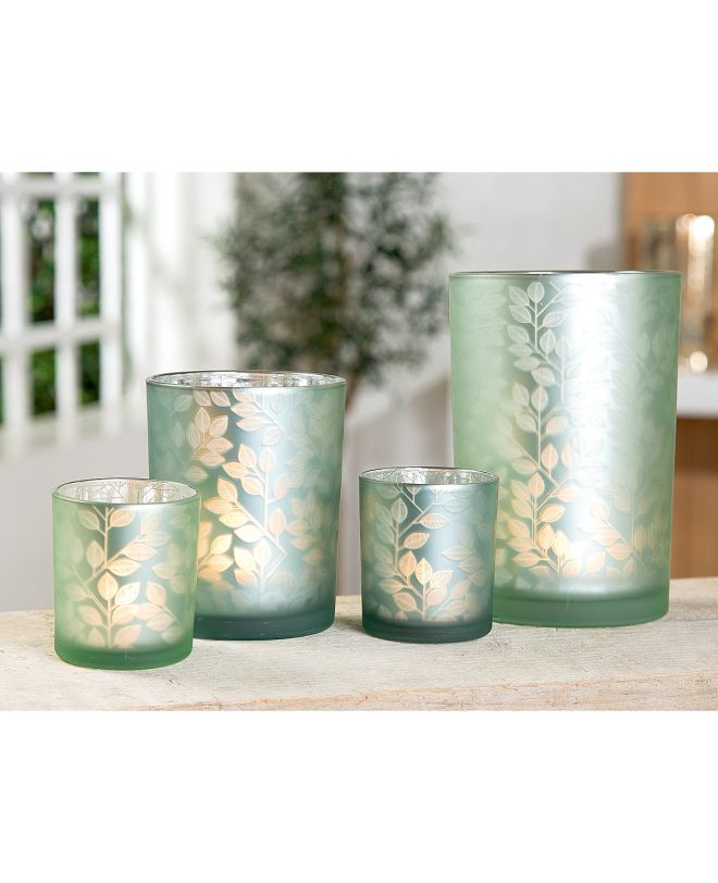 Θήκη Ρεσώ ArteLibre Με Διακόσμηση Φύλλα Πράσινο Γυαλί 8cm Σε 2 Σχέδια