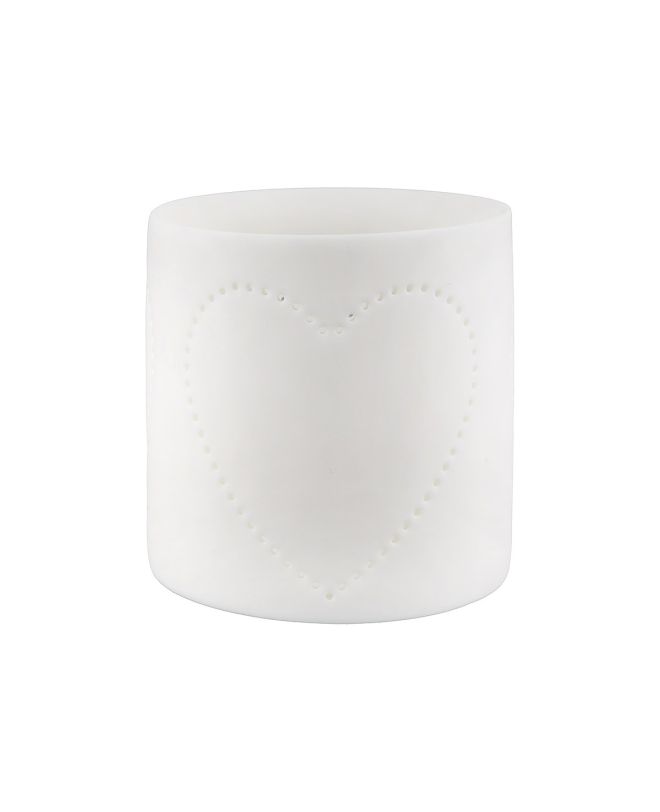 Φανάρι ArteLibre Με Διακόσμηση Καρδιά Λευκό Πορσελάνη 7cm