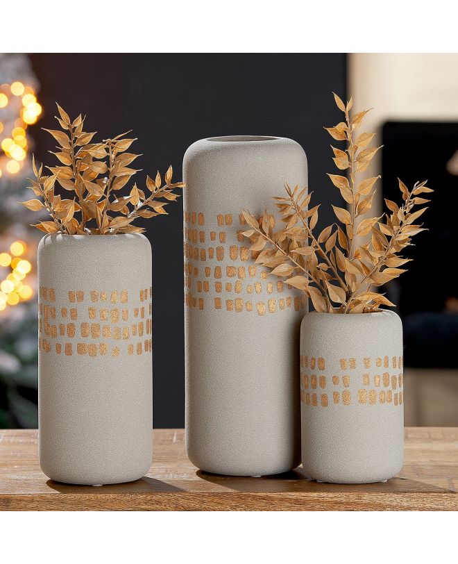 Βάζο ArteLibre Λευκό/Χρυσό Κεραμικό 15cm