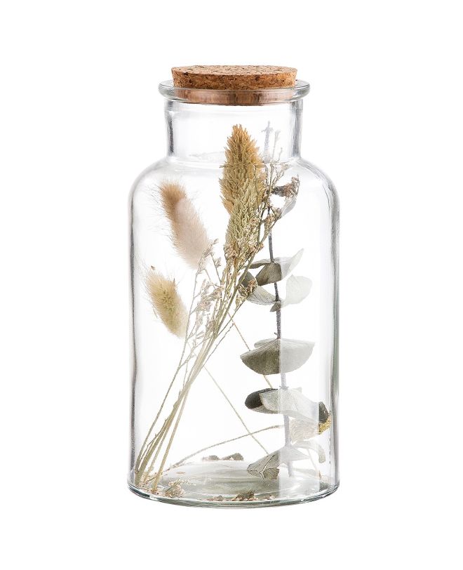 Διακοσμητικό ArteLibre Αποξηραμένο Λουλούδια Σε Δοχείο Διάφανο Γυαλί 8x17cm