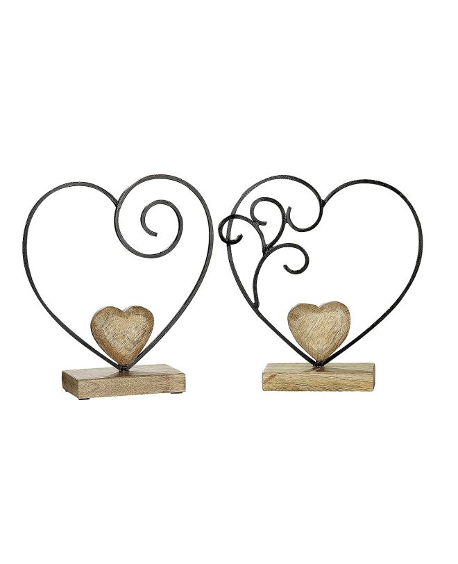 Διακοσμητικό ArteLibre Καρδιά Μαύρο/Φυσικό Μέταλλο/Ξύλο 7.6x24x26.5cm Σε 2 Σχέδια