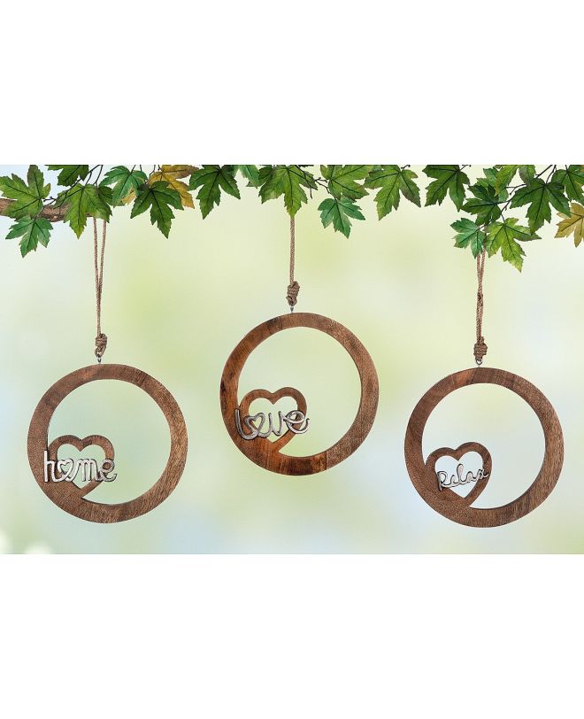 Διακοσμητικό Κρεμαστό ArteLibre Κύκλος 'Home' Με Καρδιά Φυσικό Ξύλο 22cm Σε 3 Σχέδια