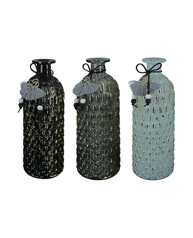 Βάζο ArteLibre Μπουκάλι Γυαλί 8.5x8.5x25cm Σε 3 Χρώματα