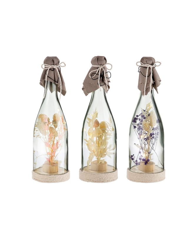 Διακοσμητικό ArteLibre Μπουκάλι Σαμπάνιας Με Εσωτερική Διακόσμηση Φωτιζόμενο LED Διάφανο/Φυσικό Γυαλί 29.5cm Σε 3 Σχέδια