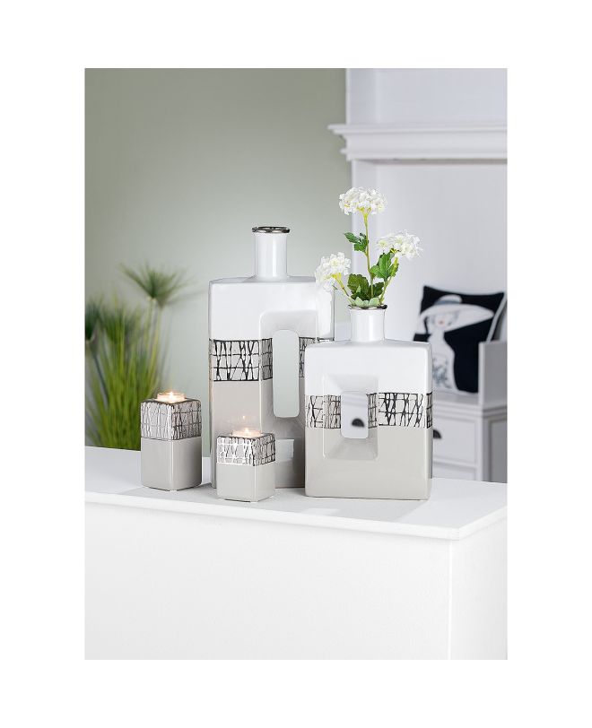 Θήκη Ρεσώ ArteLibre Λευκό/Ασημί Κεραμικό 6.5x6.5x9cm