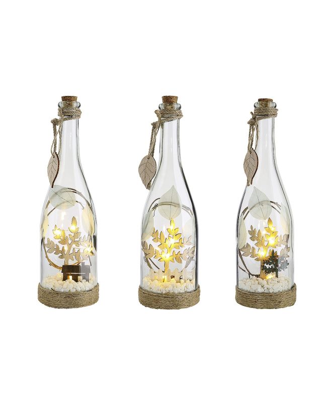 Διακοσμητικό ArteLibre Μπουκάλι Με Εσωτερική Διακόσμηση Φωτιζόμενο LED Διάφανο/Φυσικό Γυαλί/Ξύλο 30cm Σε 3 Σχέδια