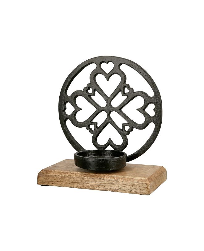 Θήκη Ρεσώ ArteLibre Με Διακοσμητικό Κύκλο Σε Βάση Μαύρο/Φυσικό Αλουμίνιο/Ξύλο 10x18x20cm Σε 3 Σχέδια