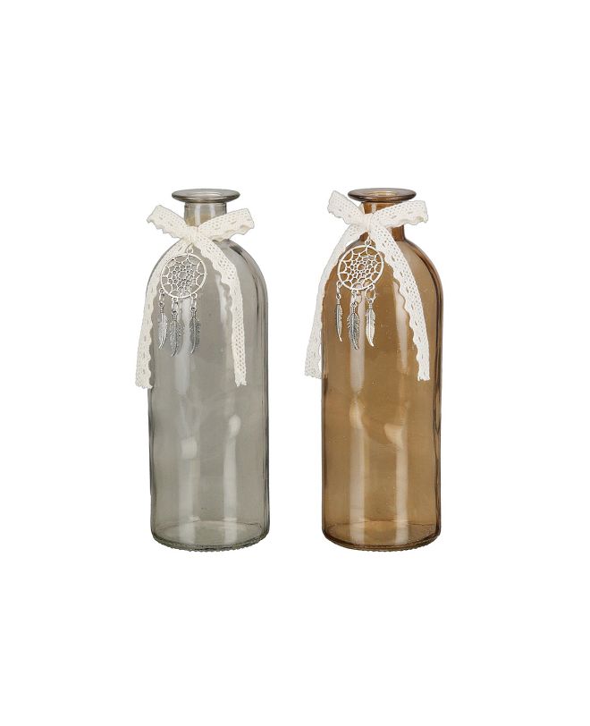 Βάζο ArteLibre Μπουκάλι Γυαλί 7x20.5cm Σε 2 Χρώματα