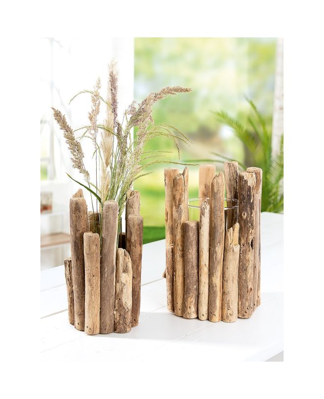 Διακοσμητικό ArteLibre Σύνθεση Βάζο ArteLibre Σε Ξύλα Φυσικό Ξύλο 22cm