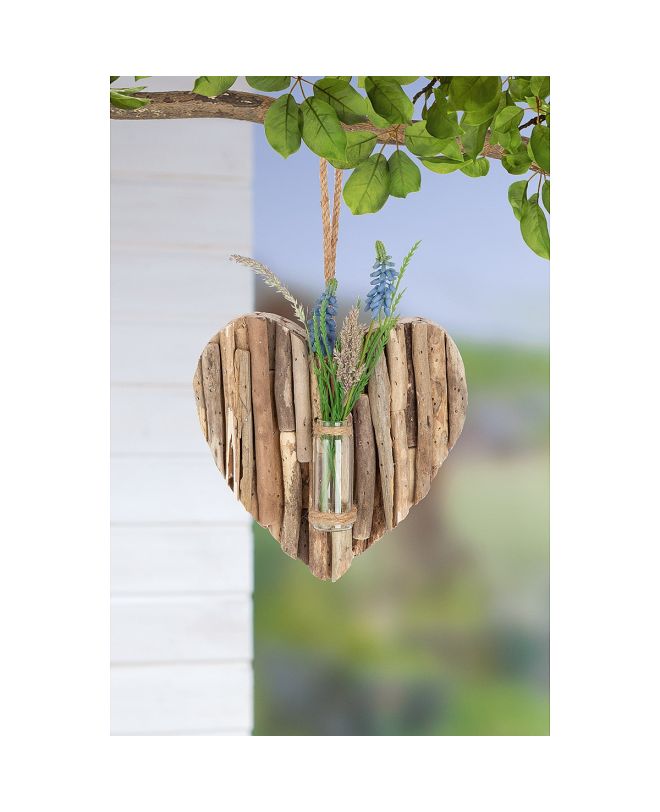 Διακοσμητικό Κρεμαστό ArteLibre Καρδιά Με Δοκιμαστικό Σωλήνα Φυσικό Ξύλο 3.5x21x22cm