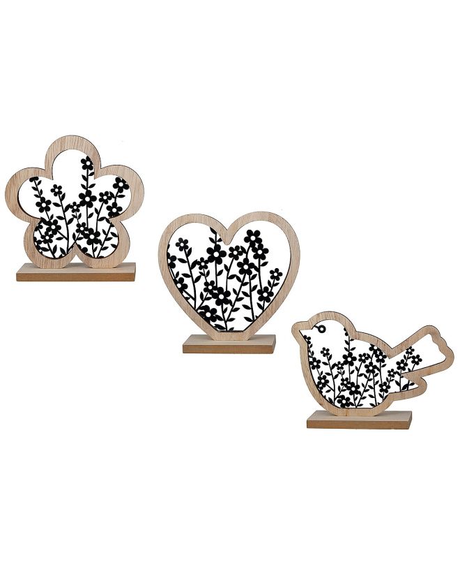 Διακοσμητικό ArteLibre Λουλούδια Φυσικό/Μαύρο MDF 4.5x15x14cm