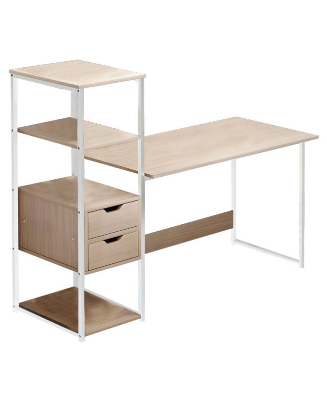 Γραφείο Zayn ΙΙ με ραφιέρα-MDF φυσικό-λευκό 108x40x111εκ