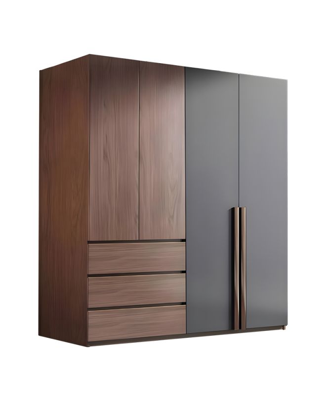 Ντουλάπα Sonlen σε καρυδί-ανθρακί απόχρωση 160x52x195εκ