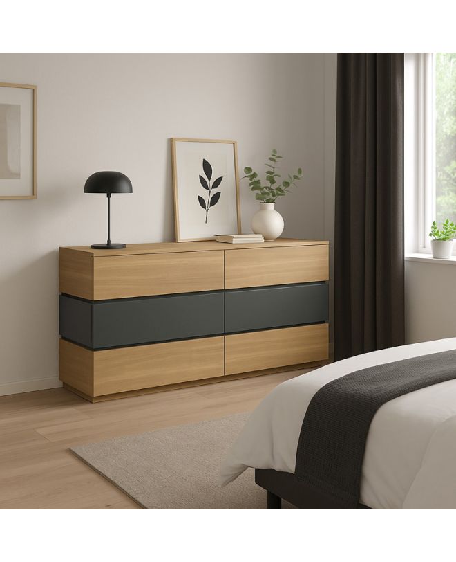 Συρταριέρα Sonlen mdf σε ανθρακί-sonoma απόχρωση 120x40x72εκ