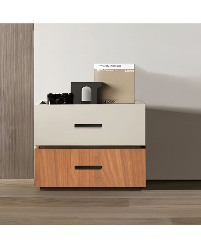 Κομοδίνο Sonlen mdf σε καρυδί-μπεζ απόχρωση 60x40x44.5εκ