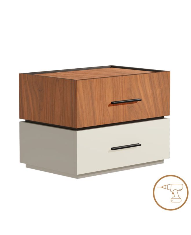 Κομοδίνο Sonlen mdf σε καρυδί-μπεζ απόχρωση 60x40x44.5εκ