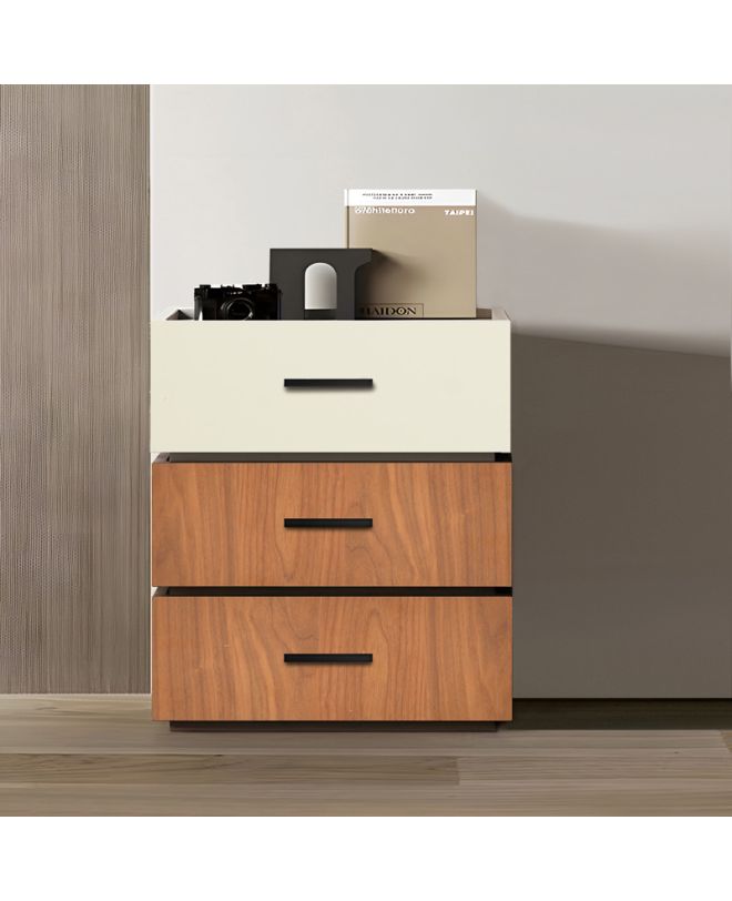 Κομοδίνο Sonlen mdf σε καρυδί-μπεζ απόχρωση 60x40x66εκ