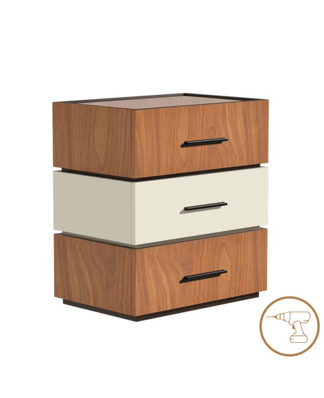 Κομοδίνο Sonlen mdf σε καρυδί-μπεζ απόχρωση 60x40x66εκ