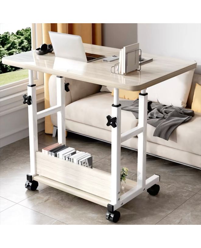 Γραφείο τροχήλατο Stolu MDF-metal σε φυσικό-λευκό απόχρωση 60x40x68εκ