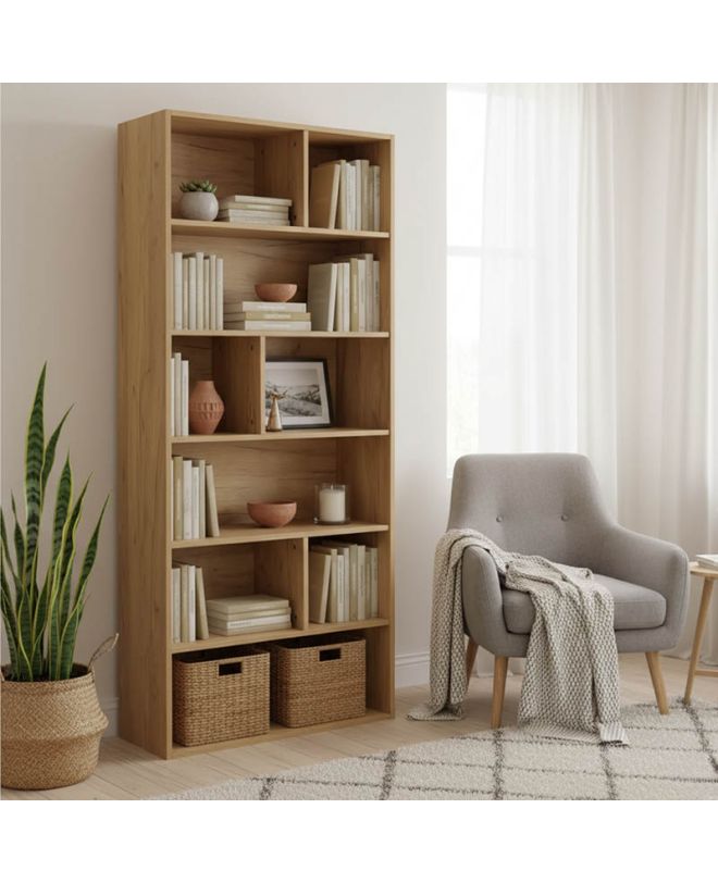 Βιβλιοθήκη Evergin mdf σε oak απόχρωση 80x30x180εκ