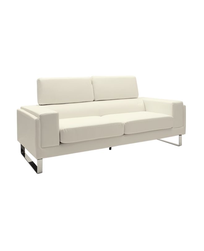 Καναπές Shea 3θέσιος PU ivory-inox 198x80x87εκ