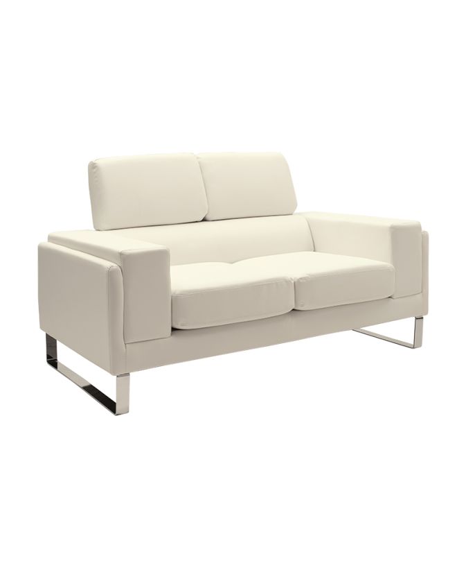 Καναπές Shea 2θέσιος PU ivory-inox 158x80x87εκ