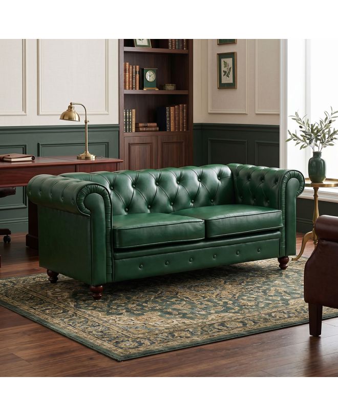 Kαναπές διθέσιος τ. Chesterfield pu κυπαρισσί 160x84x67εκ