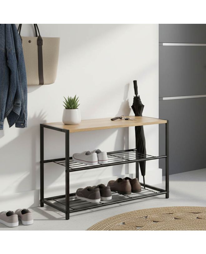 Παπουτσοθήκη Ramon 6 ζευγών φυσικό-μαύρο 63x30x43εκ
