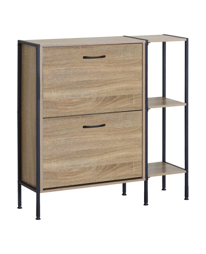 Παπουτσοθήκη Karleva 12 θέσεων σε oak απόχρωση με μαύρο μέταλλο 88x24x87εκ