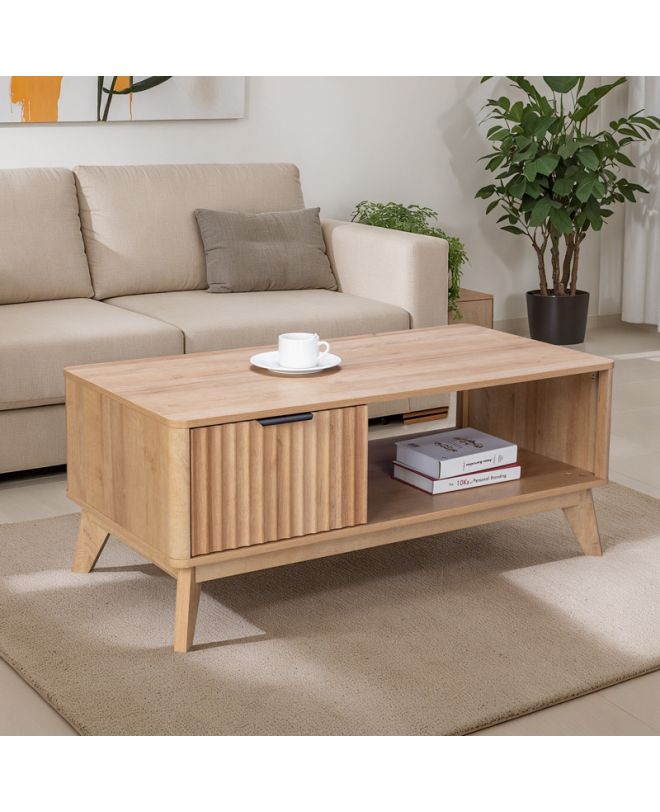 Τραπέζι σαλονιού Hamea mdf σε φυσική απόχρωση 110x55,2x45εκ