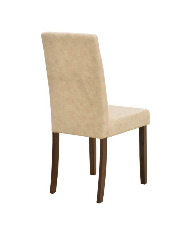 Καρέκλα Zeben εκρού ύφασμα με καρυδί rubberwood 43,5x55,5x93,5εκ