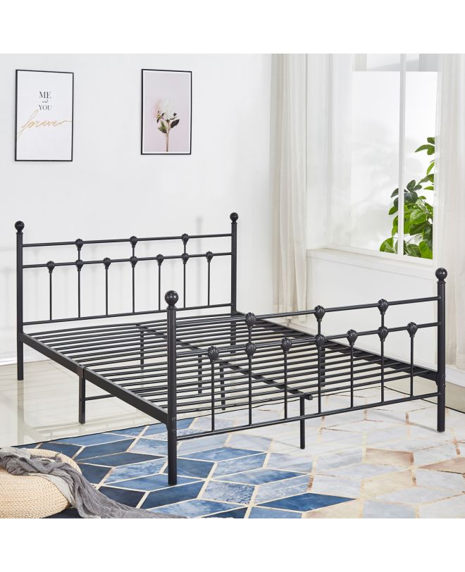 ΚΡΕΒΑΤΙ ΜΕΤΑΛΛΙΚΟ KAMIL 150x200 εκ. ΜΑΥΡΟ ΧΡΩΜΑ HM575.01