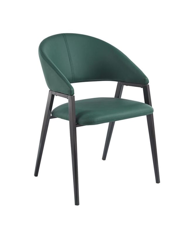 DELI Πολυθρόνα Μέταλλο Βαφή Μαύρο, Pu Forest Green