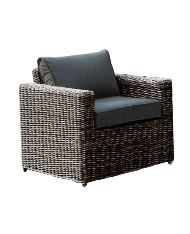 ARIZONA Πολυθρόνα Καθιστικού Κήπου ALU, Wicker Grey Brown, Μαξιλάρια Ανθρακί